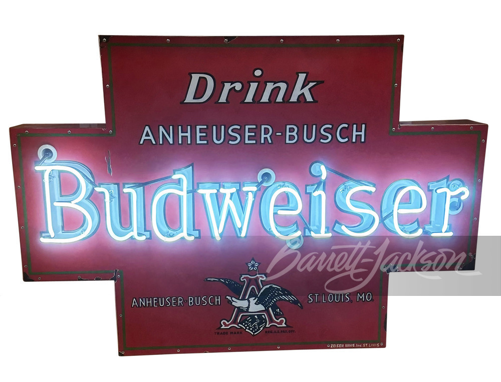 1930S BUDWEISER BEER NEON PORCELAIN SIGN