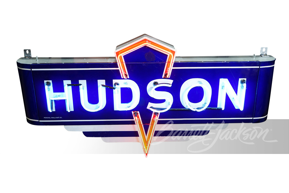 1940S HUDSON AUTOMOBILES NEON PORCELAIN SIGN