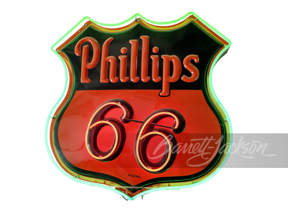 CIRCA 1940S PHILLIPS 66 NEON PORCELAIN SIGN