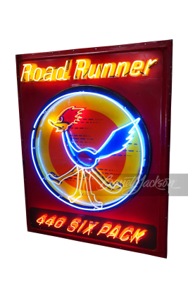 1970S ROAD RUNNER EMBOSSED SIGN WITH ANIMATED NEON