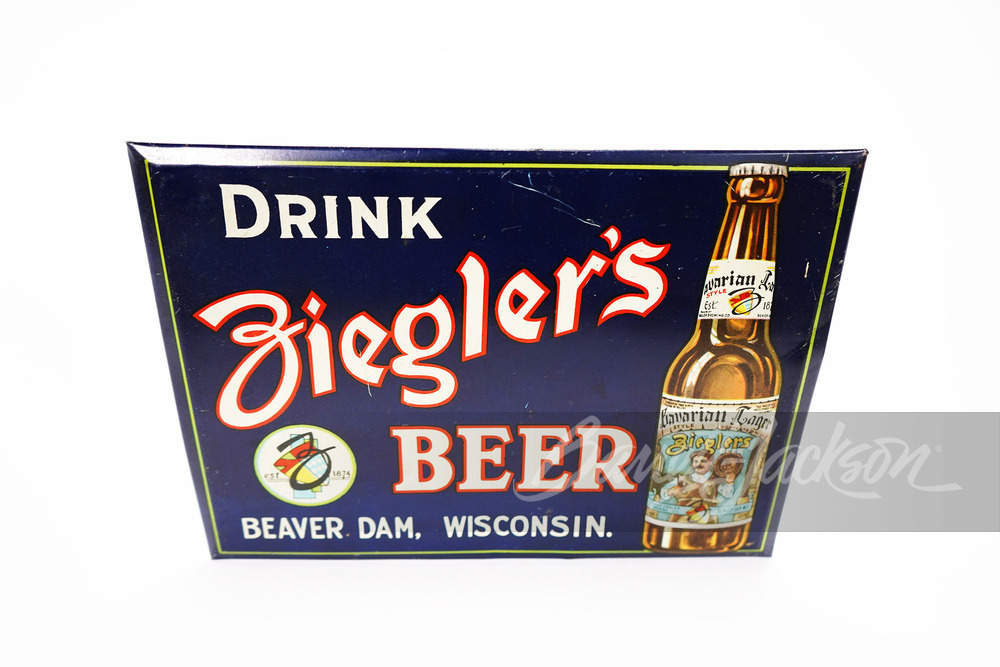 LATE 1920S-EARLY '30S ZIEGLER'S BEER TIN SIGN