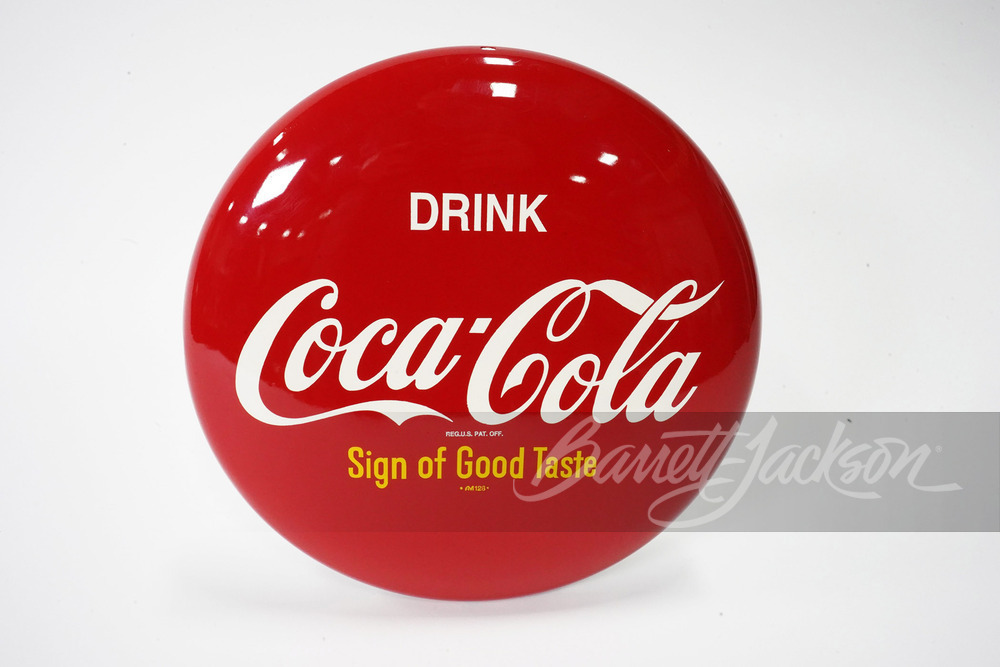 1950S COCA-COLA TIN BUTTON SIGN