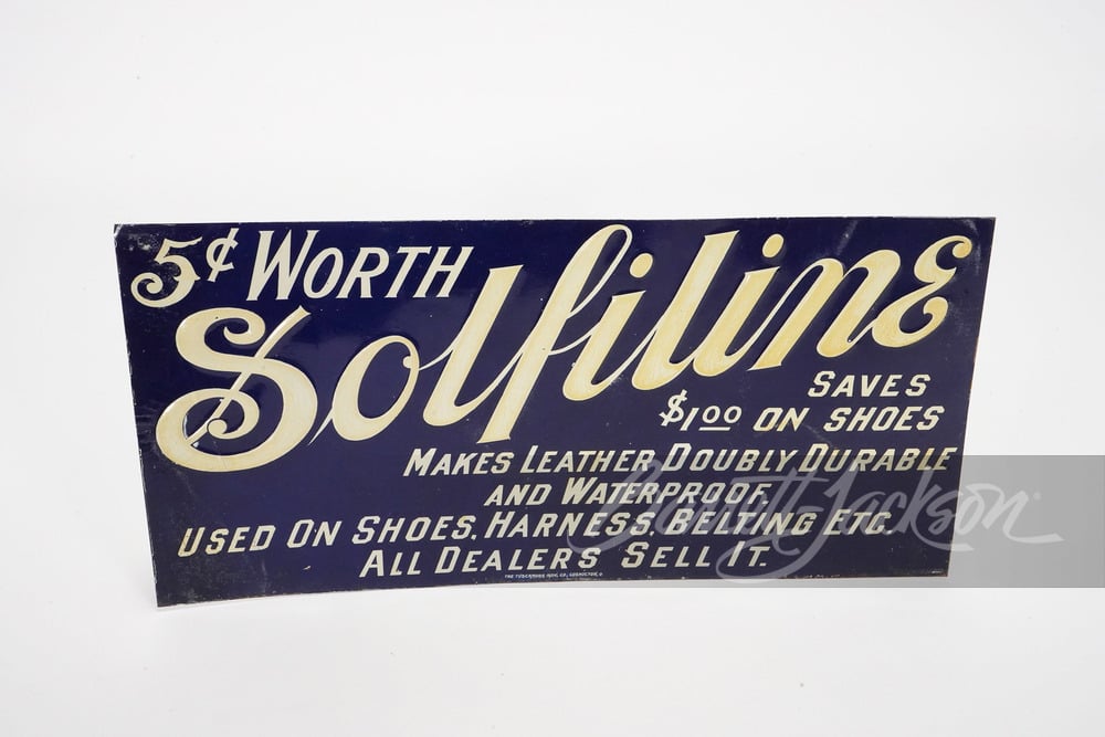 1920S SOLFILINE EMBOSSED TIN SIGN