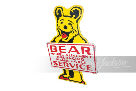 LATE 1950S BEAR WHEEL ALIGNMENT TIN SIGN