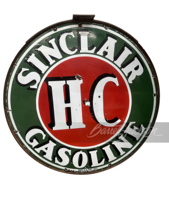 CIRCA 1940S H-C SINCLAIR GASOLINE PORCELAIN SIGN - 2