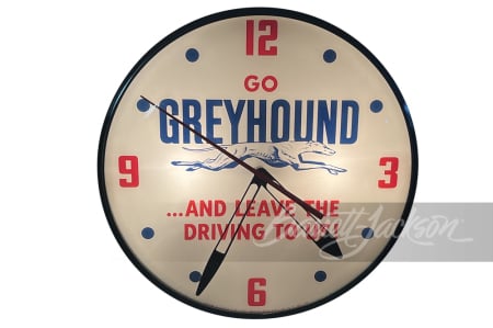 1959 GREYHOUND BUS LINES LIGHT-UP CLOCK