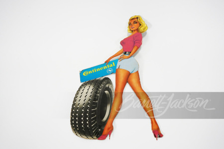 1960S CONTINENTAL TIRES PINUP GIRL TIN SIGN