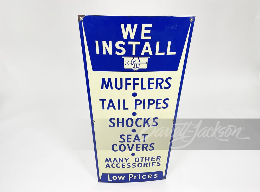 1940S "WE INSTALL - LOW PRICES" PORCELAIN SIGN