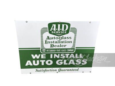 LARGE 1950S "WE INSTALL AUTO GLASS" PORCELAIN SIGN - 2