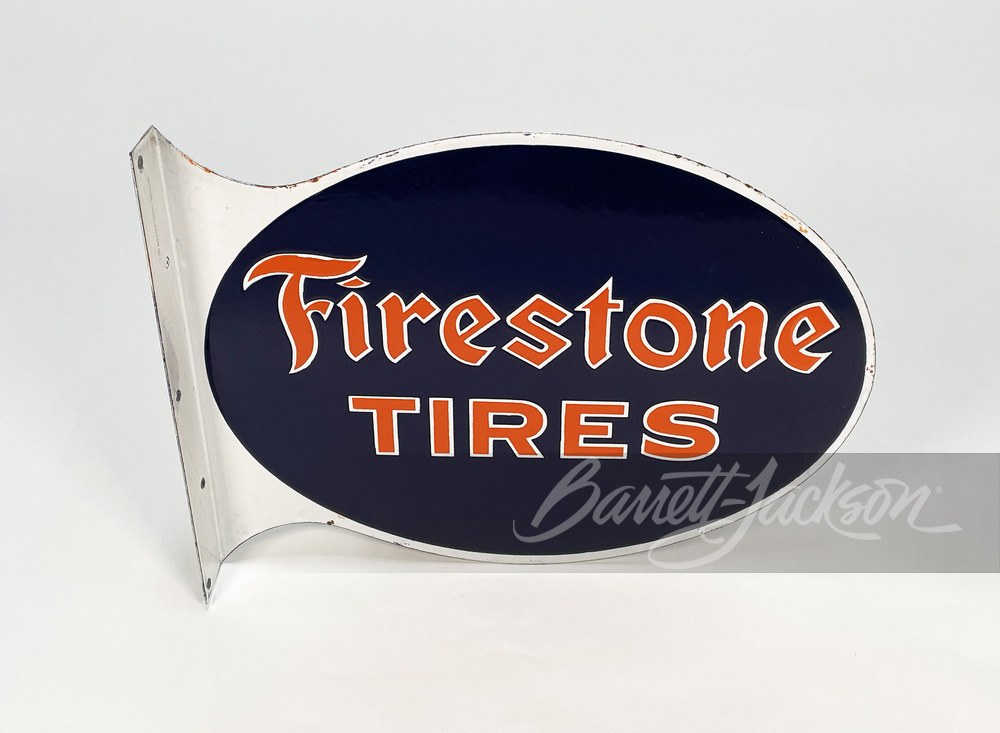 1930S FIRESTONE TIRES PORCELAIN FLANGE SIGN