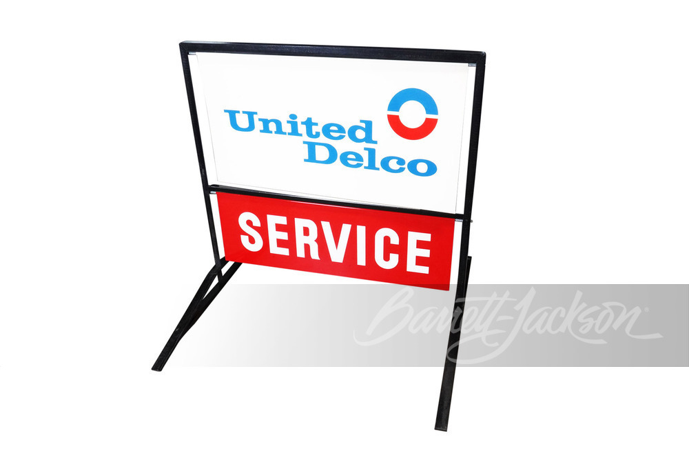 LATE 1960S GM UNITED DELCO SERVICE TIN SIGN