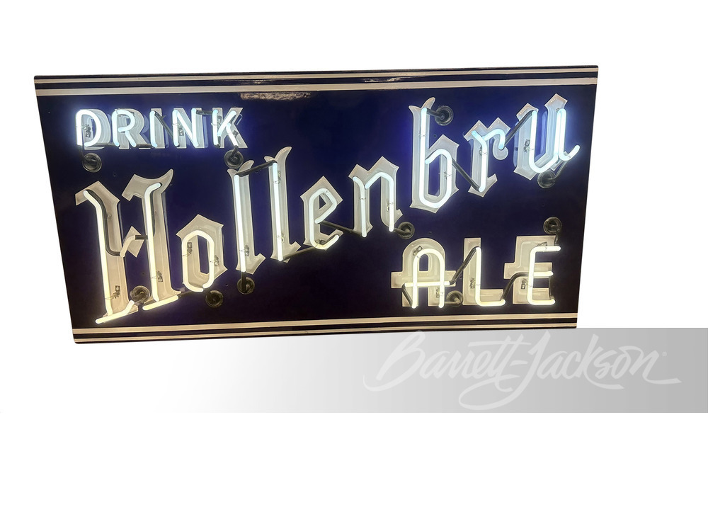 1930S HOLLENBRU ALE NEON PORCELAIN SIGN