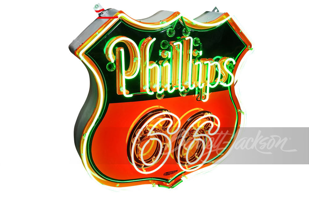 CIRCA 1940S PHILLIPS 66 OIL NEON PORCELAIN SIGN