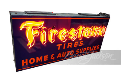 1940S FIRESTONE TIRES NEON PORCELAIN SIGN - 2