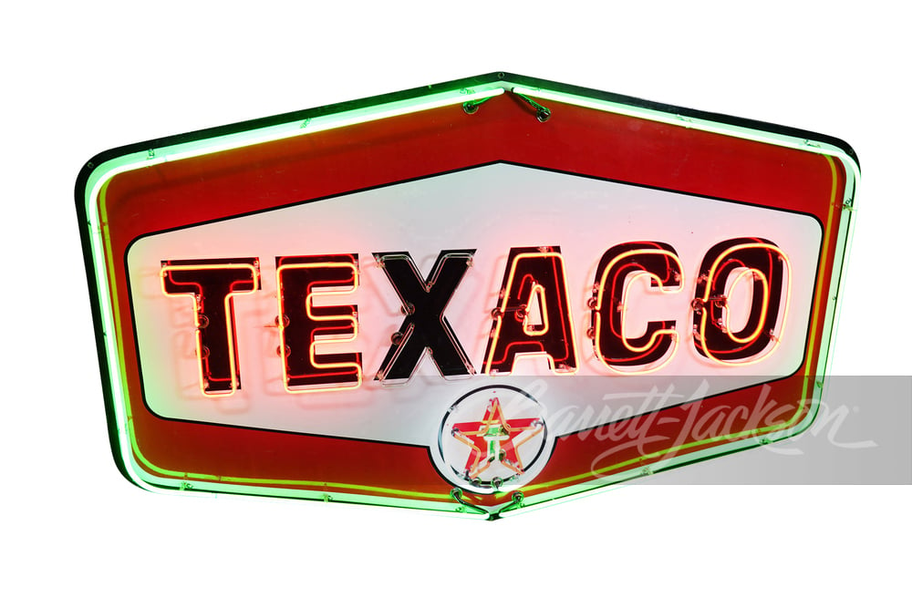 LATE 1950S-EARLY '60S TEXACO OIL ANIMATED NEON PORCELAIN SIGN