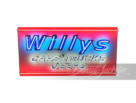 1940S WILLY'S CARS-JEEPS-TRUCKS NEON PORCELAIN SIGN