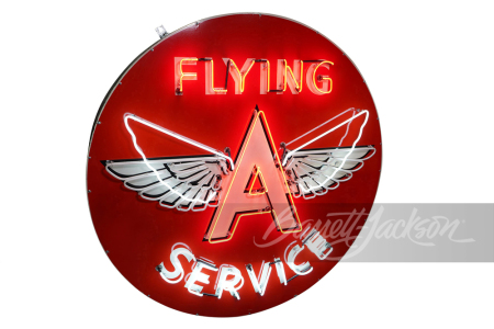 1940S-50S FLYING A SERVICE ANIMATED NEON PORCELAIN SIGN