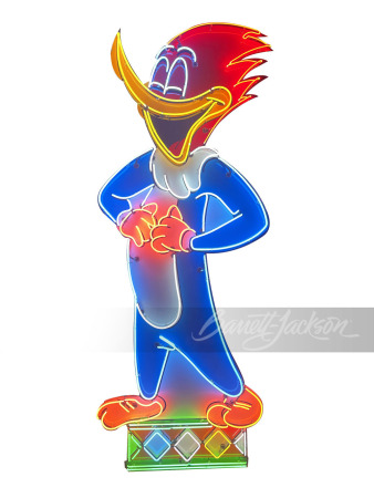 HUGE 1950S WOODY WOODPECKER PORCELAIN WITH NEON SIGN