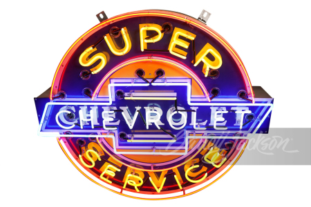 CIRCA 1930S-40S CHEVROLET SUPER SERVICE NEON PORCELAIN SIGN