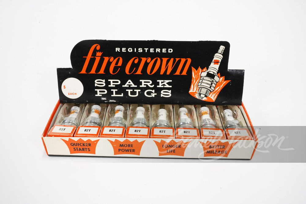 EARLY 1960S FIRE CROWN SPARK PLUGS COUNTERTOP DISPLAY