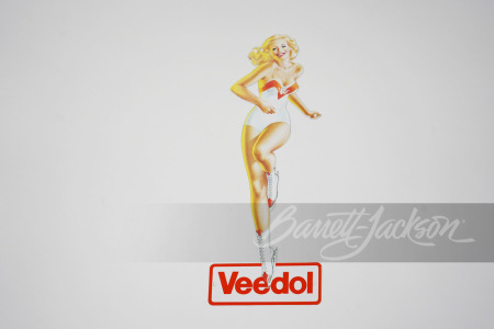 EARLY 1960S VEEDOL MOTOR OIL PINUP SKATER GIRL SIGN