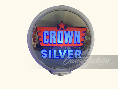 1950S CROWN SILVER GASOLINE GAS PUMP GLOBE