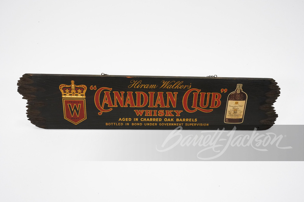 1930S CANADIAN CLUB WHISKEY WOODEN SIGN