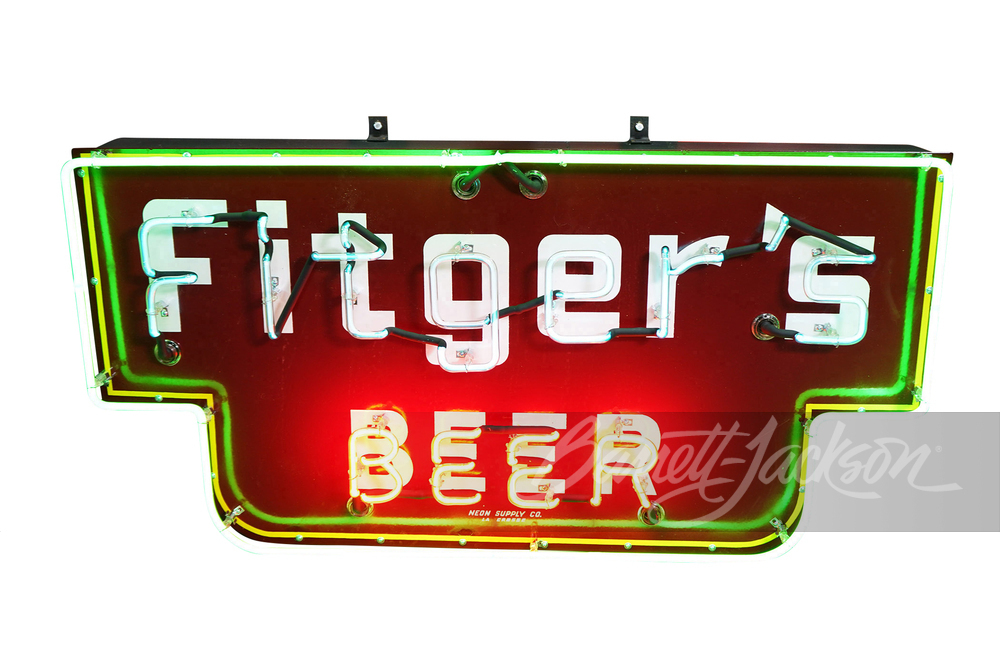 1930S FITGER'S BEER NEON PORCELAIN SIGN