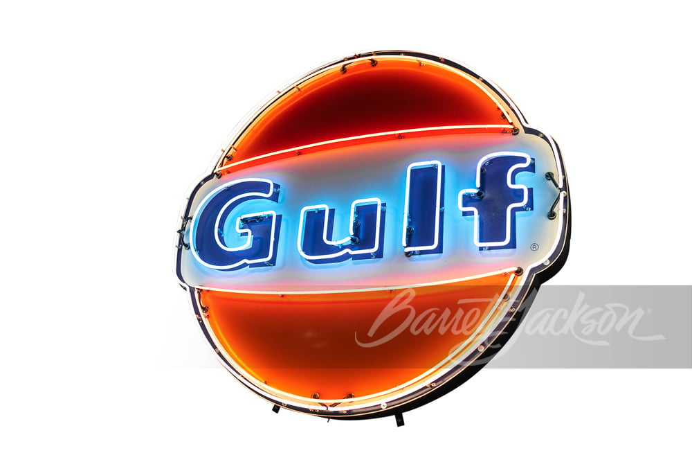 1960S GULF PORCELAIN WITH NEON SIGN