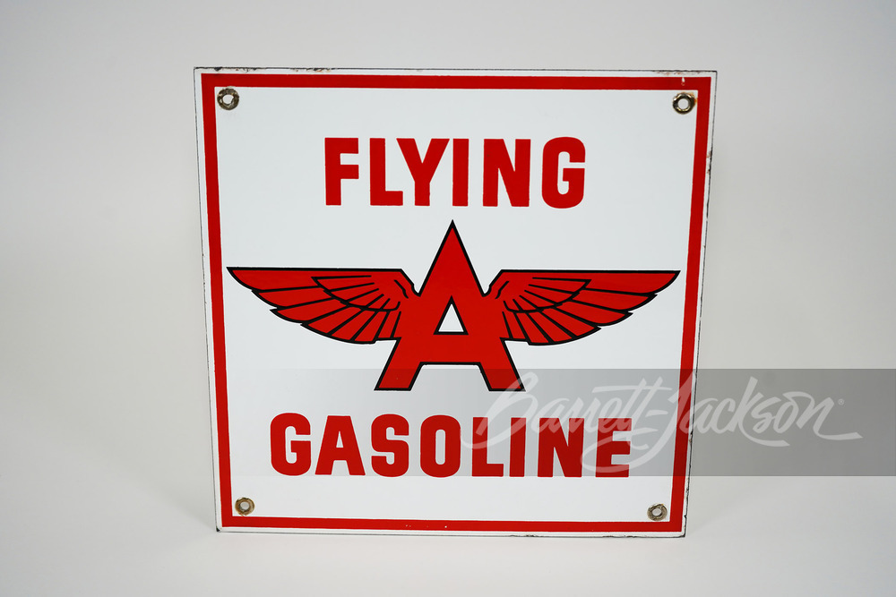 1940s Associated Gasoline Flying A porcelain pump plate sign