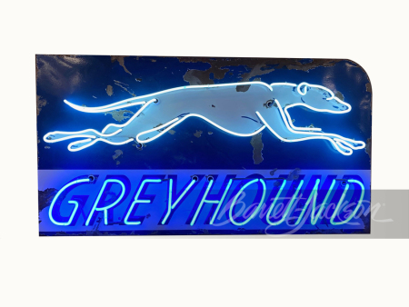 1940S GREYHOUND BUS LINES NEON PORCELAIN SIGN