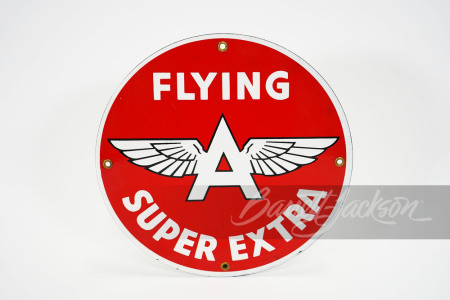 1950s Flying A Super Extra porcelain pump plate sign