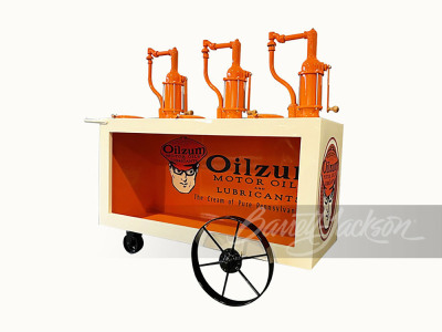 1920S-30S OILZUM TRIPLE-HEAD OIL LUBESTER CART