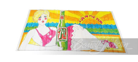 ADDENDUM - SPECTACULAR AND HUGE 1969 NOS 7-UP SODA # UN IN THE SUN" VINTAGE BILLBOARD POSTER.