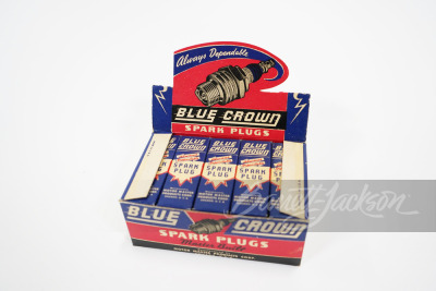 1930S BLUE CROWN SPARK PLUGS DISPLAY BOX