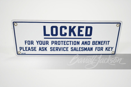 1946 PURE OIL "LOCKED FOR YOUR PROTECTION" PORCELAIN REST ROOM SIGN