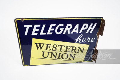 CIRCA 1930S-40S WESTERN UNION TELEGRAPH PORCELAIN FLANGE SIGN - 2