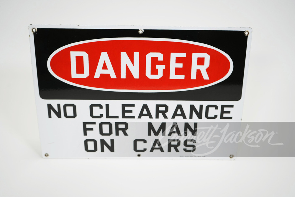 1940S "DANGER NO CLEARANCE" PORCELAIN SIGN