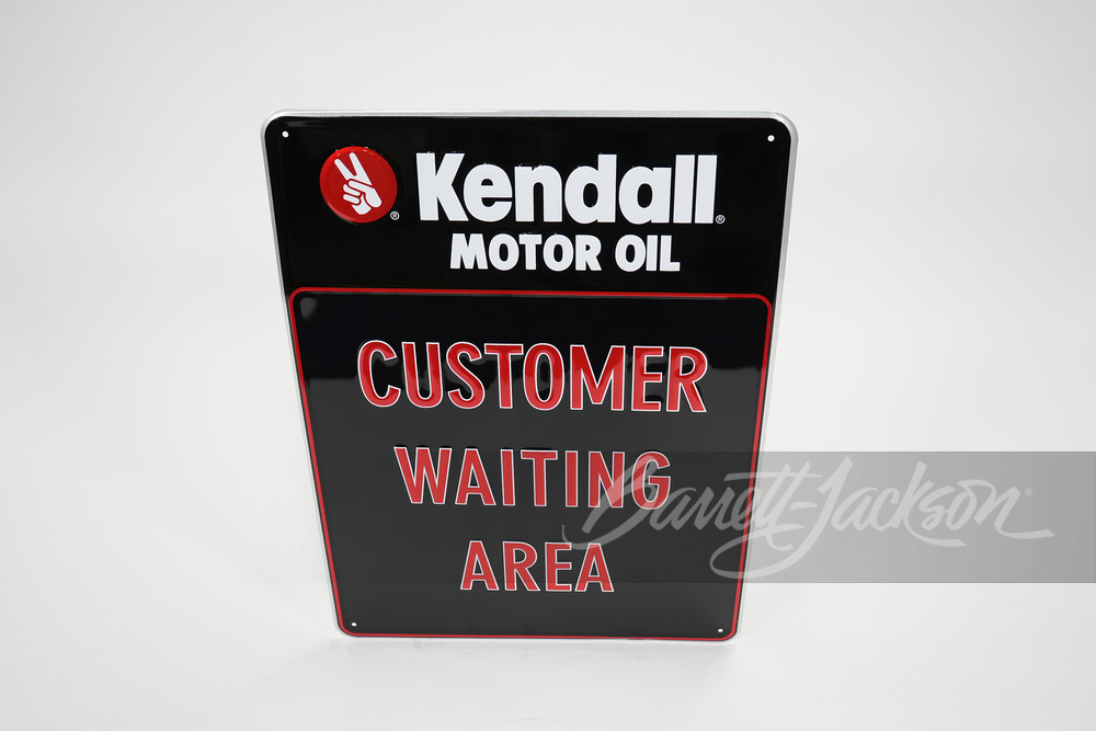 KENDALL MOTOR OIL "CUSTOMER WAITING AREA" EMBOSSED TIN SIGN