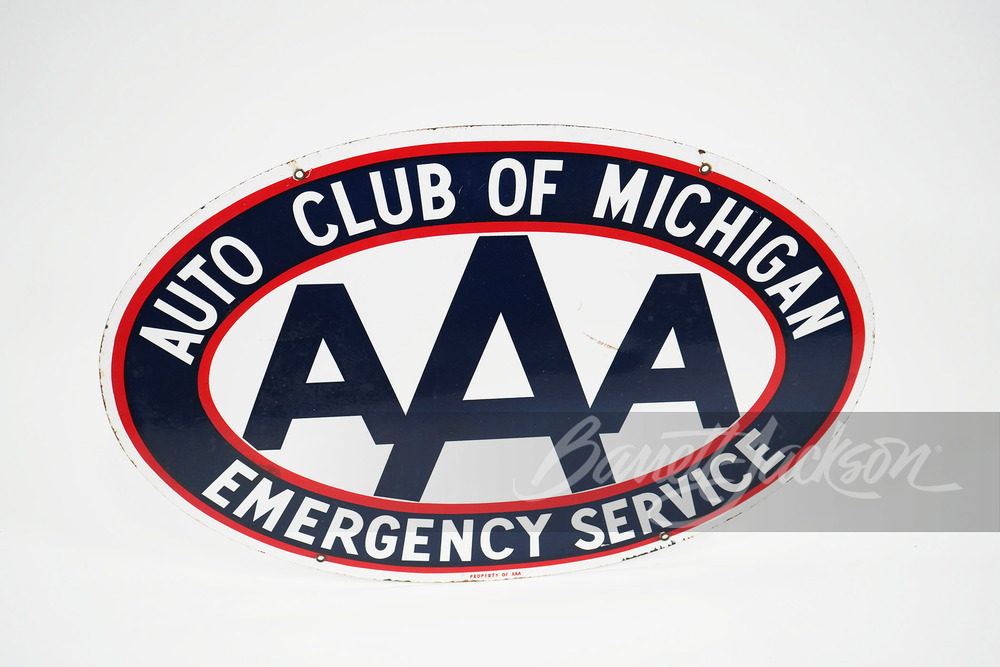 CIRCA 1950S-60S AAA OF MICHIGAN PORCELAIN SIGN