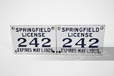 LOT OF TWO 1929 SPRINGFIELD, MA, PORCELAIN LICENSE PLATES