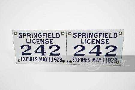 LOT OF TWO 1929 SPRINGFIELD, MA, PORCELAIN LICENSE PLATES