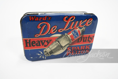 EARLY 1930S WARD'S DELUXE HEAVY-DUTY SPARK PLUGS TIN CONTAINER