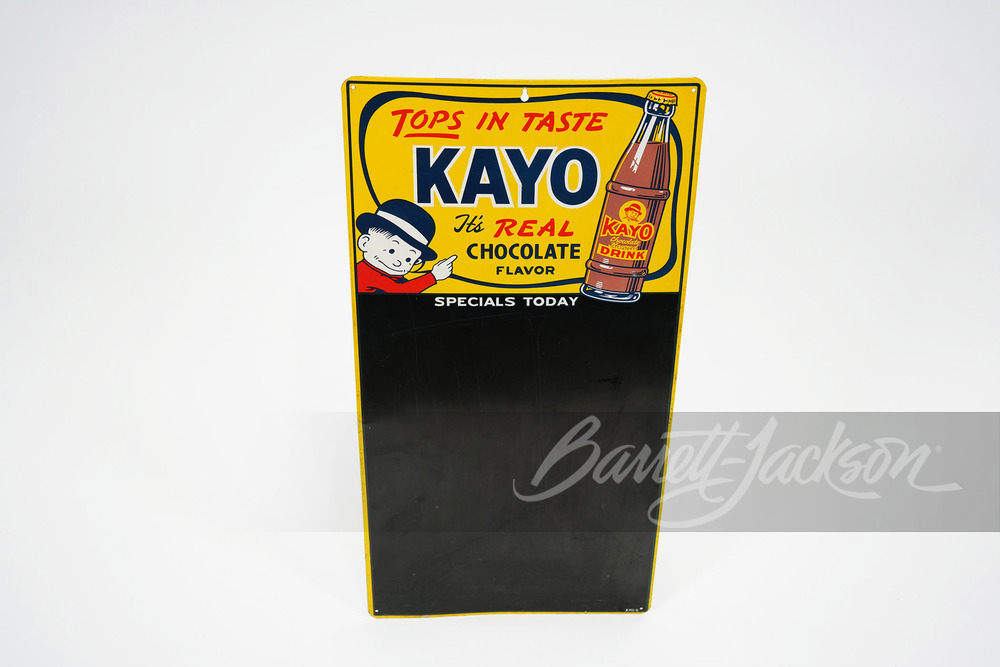 CIRCA 1930S-40S KAYO CHOCOLATE SODA TIN MENU BOARD