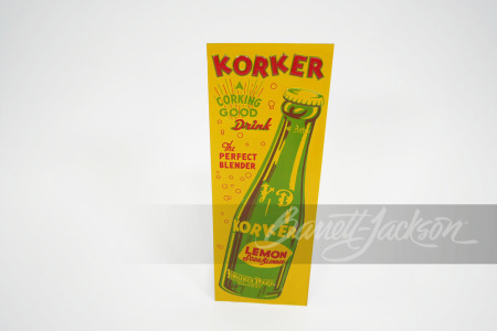 1930S KORKER LEMON SODA EMBOSSED TIN SIGN