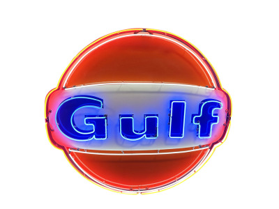 EARLY 1960S GULF OIL PORCELAIN WITH ANIMATED NEON SIGN - 2