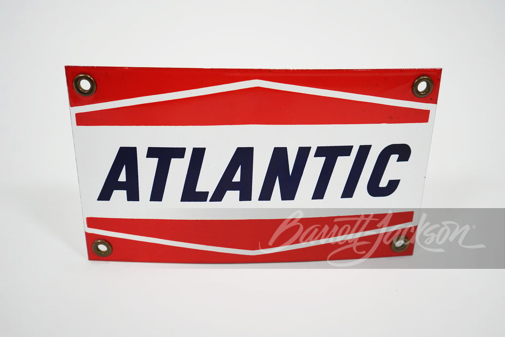 1950S ATLANTIC GASOLINE PORCELAIN PUMP PLATE SIGN