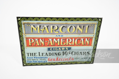 MID-1910S MARCONI & PAN-AMERICAN CIGARS TIN LITHO SIGN