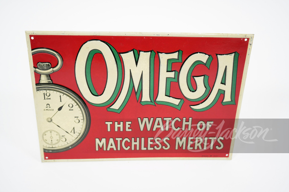 1920S OMEGA WATCHES EMBOSSED TIN SIGN