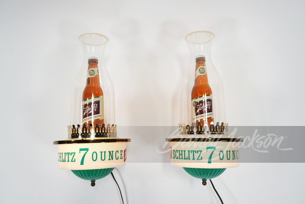 LOT OF TWO 1960S SCHLITZ BEER LIGHT-UP SCONCES